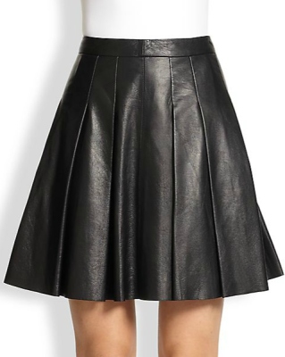 A-line black faux leather skirt by 10 Crosby Derek Lam.