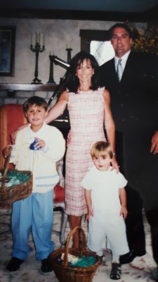 Connie with her husband, Mike, and sons Andrew and Michael in the mid-2000s