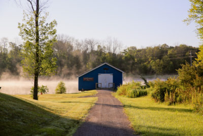 The Boat House and pond, where campers catch fish and paddle canoes.