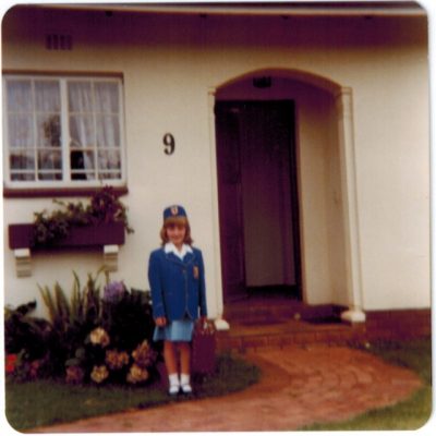 Michelle's first day of school in South Africa, where she spent her early years.