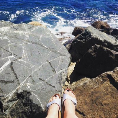 Sitting seaside in Cinque Terre, Italy. 